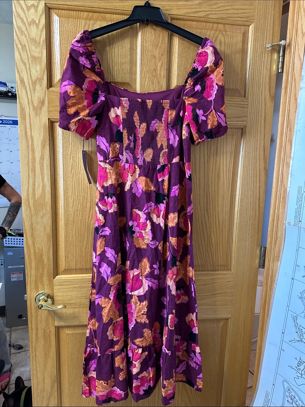 London Times Purple Floral Maxi Dress with Pink & Orange Accents - Picture 5 of 5